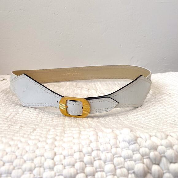 Salvatore Ferragamo Accessories - Vintage Ferragamo White Leather Belt Small Gold Buckle Western Women's Size 26